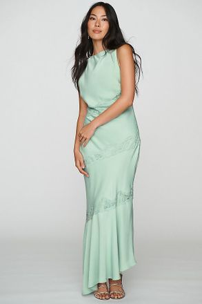 BHLDN Cap-Sleeve Satin Maxi Dress