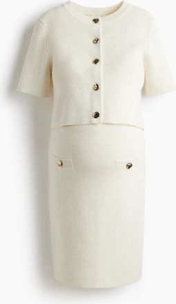 H&M MAMA 2-teiliges Set in Rippstrick - White