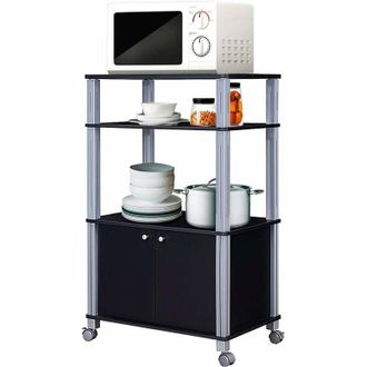 Costway Costway Carrito De Cocina Soporte Para Microondas Y Horno Con Ruedas Estante Organizador Almacenamiento Negro