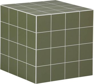 Sweeek Cubic coffee table, side table with cement tile effect, Khaki Green, 40x40x40 cm - Kubeeek
