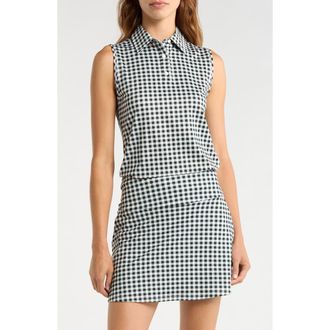 Rhone Court Gingham Sleeveless Polo in Black Gingham at Nordstrom, Size Xx-Large