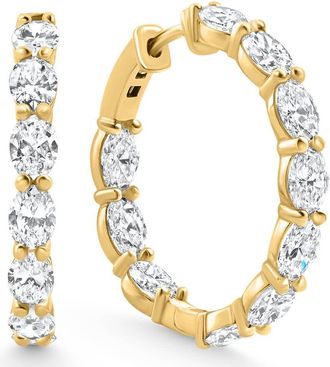 Pompeii3 3Ct TW Oval Diamond Inside Outside Hoops Vault Lock 14k Yellow Gold Lab Grown 1 Size: 1 Tall
