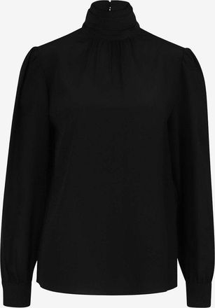 Saint Laurent Bluse aus Cr&ecirc;pe-De-Chine-Seide mit Stehkragen