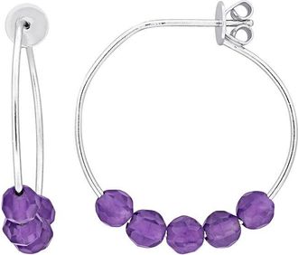 Rina Limor Silver 1.55 Ct. Tw. Amethyst Hoop Earrings