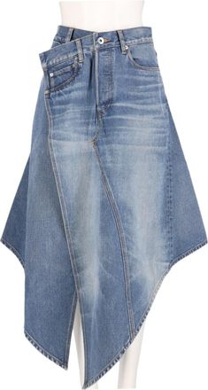 J.W.Anderson Blue Asymmetrical Layered Denim Midi Skirt