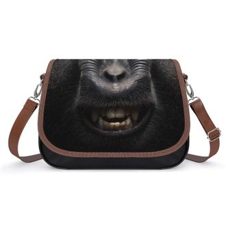 Generic Big Monkey Orangotan Face Crossbody Bags for Women Shoulder Messenger Bag Purse Handbags