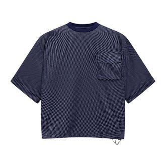 Giorgio Armani T-Shirts, male, Blue, Size: M Printed Silk T-shirt