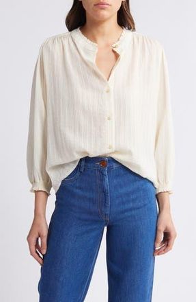 Sessun Amalia Stripe Jacquard Button-Up Shirt in Fleur De Sel at Nordstrom Rack, Size X-Small