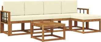 vidaXL Conjunto De Sof&aacute;s De Exterior 6 Uds. Natural Y Crema Vidaxl