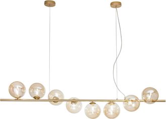 Luce-Ambiente-Design Honey Suspension in Brass Metal with Eight Champagne Glass Diffusers
