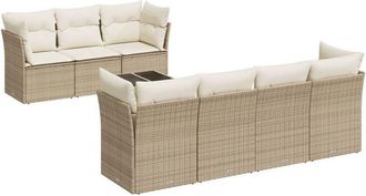vidaXL Juego De Sof&aacute;s De Jard&iacute;n Con Cojines Beige 8 Pzas Rat&aacute;n Pe Vidaxl