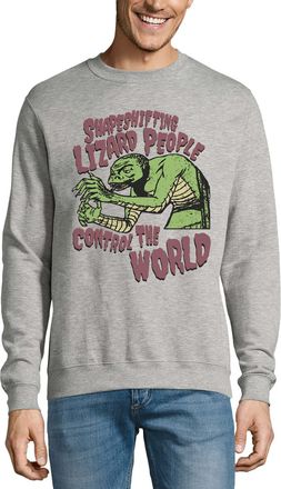 Generic Shapeshifting Lizard People Control The World Funny Conspiracy Cotton Sweater Sweatshirt Pullover Jumper Gray Medium