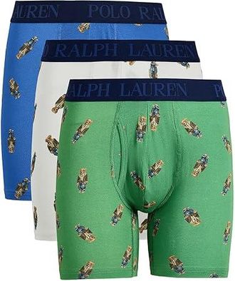 Polo Ralph Lauren 4D Flex Cotton Modal Boxer Briefs Mens Underwear Fiji Green/Nevis/Colby Blue/Hudson Valley Bear AOP : XL