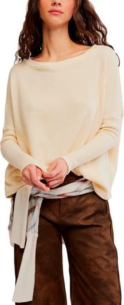 Free People Latte Blue Oversize Thermal Top in Alabaster Cream at Nordstrom, Size X-Large