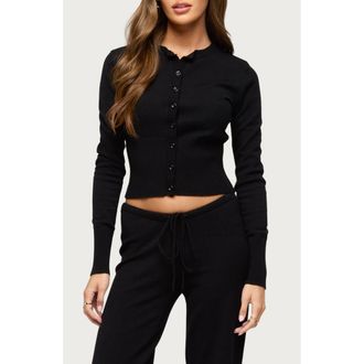 Edikted Montanna Rib Cardigan in Black at Nordstrom, Size X-Small