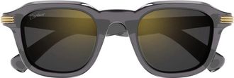 Cartier Elegante zonnebril met Godron-detail - Heren - Zonnebrillen - Grijs - 49 MM - Accessoires