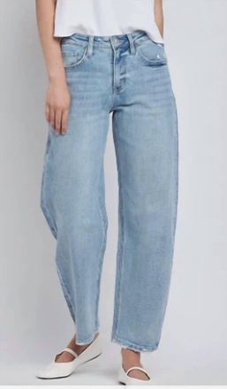 Very J High Rise Barrel Jeans In Light Wash