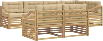 vidaXL Conjunto De Sof&aacute;s De Exterior 7 Uds. Y Beige Poli&eacute;ster Vidaxl