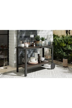 ambia GARDEN Garten-Servierwagen, Schwarz, Metall, Kunststoff, Holzoptik, rechteckig, eckig, 45x74x105 cm, Gartenmöbel, Gartentische