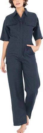 Rivet Utility Dynamo Jumpsuit In Navy Linen