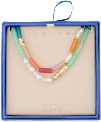Leith Two-Row Beaded Necklace in Rainbow Multi- Gold at Nordstrom Rack