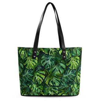 Generic Tropical Pattern with Monstera Leaves Tote Bags for Women Cute Shoulder Purses Handbags