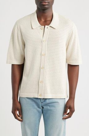 Corridor Pointelle Short Sleeve Organic Cotton Sweater in Natural at Nordstrom, Size Xx-Large