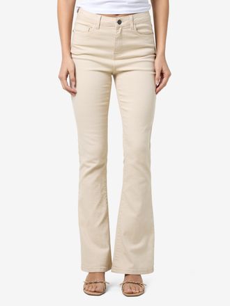 Noisy May Bootcut-Jeans NOISY MAY NMSALLIE HW FLARE JEANS OATMEAL NOOS, Damen, Gr. 25, L&auml;nge 32, beige (oatmeal), Denim/Jeans, Obermaterial: 79% Baumwolle, 20% 