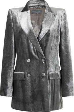 Alberta Ferretti Metallic Blazer - Dames - Blazers - Grijs - M - Leer - Jassen