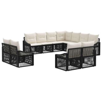 vidaXL Conjunto De Sof&aacute;s De Jard&iacute;n 11 Uds. 11 Plaza Negro Vidaxl
