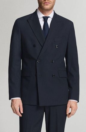 Mango Monaco Slim Fit Double Breasted Suit Jacket in Navy at Nordstrom, Size 38