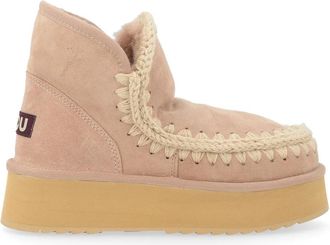 Mou Handgemaakte Mini Eskimo Suede Platform Laars - Dames - Winterlaarzen - Bruin - 40 EU - Wol - Schoenen