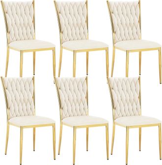 Woltu Woltu Juego De 6 Sillas De Comedor De Dise&ntilde;o Moderno Terciopelo Beige