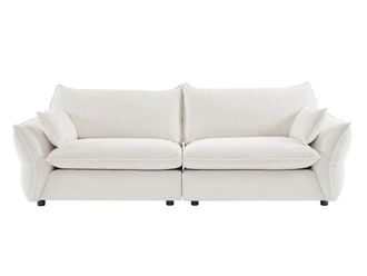 VENTE-UNIQUE.COM Sof&aacute; fijo poli&eacute;ster 3 plazas marfil 246x98cm