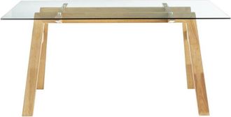 Miliboo Miliboo - Mesa De Comedor Cristal Transparente Y Madera L160 Cm Bacco