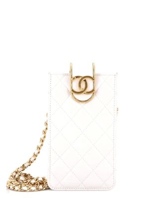 Chanel CC Clasp Phone Holder Quilted Lambskin crossbody bag - Bianco