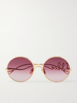 Chlo&eacute; Occhiali Da Sole In Metallo Dorato Con Montatura Rotonda Iconic - Oro