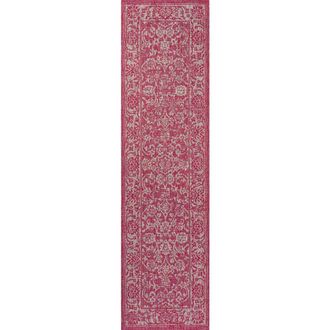 Jonathan Y Designs Tela Bohemian Textured Weave Floral Indoor/Outdoor Area Rug in Fuchsia/light Gray at Nordstrom, Size 4Ft 0In X 6Ft 0In