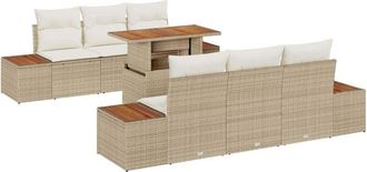 vidaXL Conjunto De Sof&aacute; De Jard&iacute;n 7 Pcs Beige Polirat&aacute;n Vidaxl