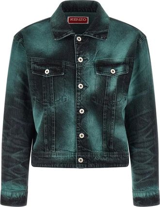 Kenzo Boke Heart Oversized Truckerjack - Heren - Spijkerjassen - Groen - M - Katoen - Jassen