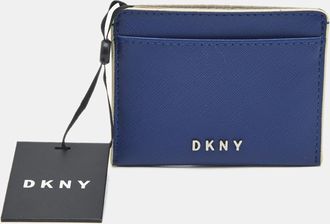 DKNY Dkny Blue Leather Logo Card Holder