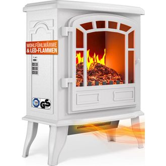 Deuba Monzana Chimenea El&eacute;ctrica Estufa Calefactor Llama Led 2 Niveles De Calor 1000-2000w 56,5x24x39cm Decorativo Blanco