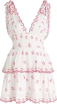 LoveShackFancy Abito corto Soira con ricamo - Bianco