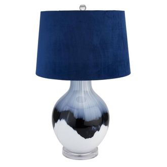 Hill Interiors Shadow Glass Table Lamp (UK Plug) in White