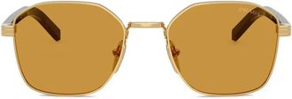 Prada geometric-frame sunglasses - men - Steel/Acetate - 52 - Gold