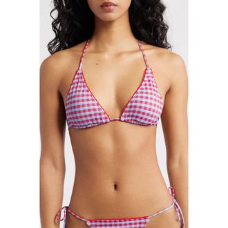 Damson Madder Side Tie Bikini Bottoms in Blue/Red at Nordstrom, Size 10 Us