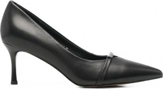 Sergio Moretti Black Pointed Toe Subtle Strap Detail Mid-Height Stiletto Dress Pumps