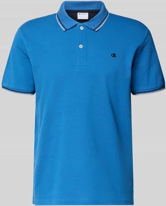 Champion Slim Fit Poloshirt mit Label-Stitching in Ocean, Gr&ouml;&szlig;e XXL