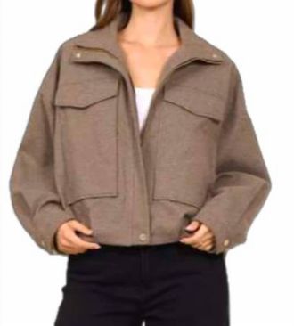 Vintage Havana Womens Twill Bomber Jacket In Mocha