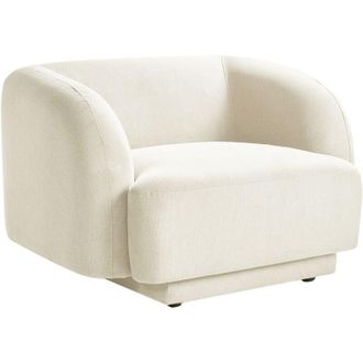 Beliani Sill&oacute;n Curvado Glam Art Deco Con Reposabrazos Tela Beige Claro Skjanes
